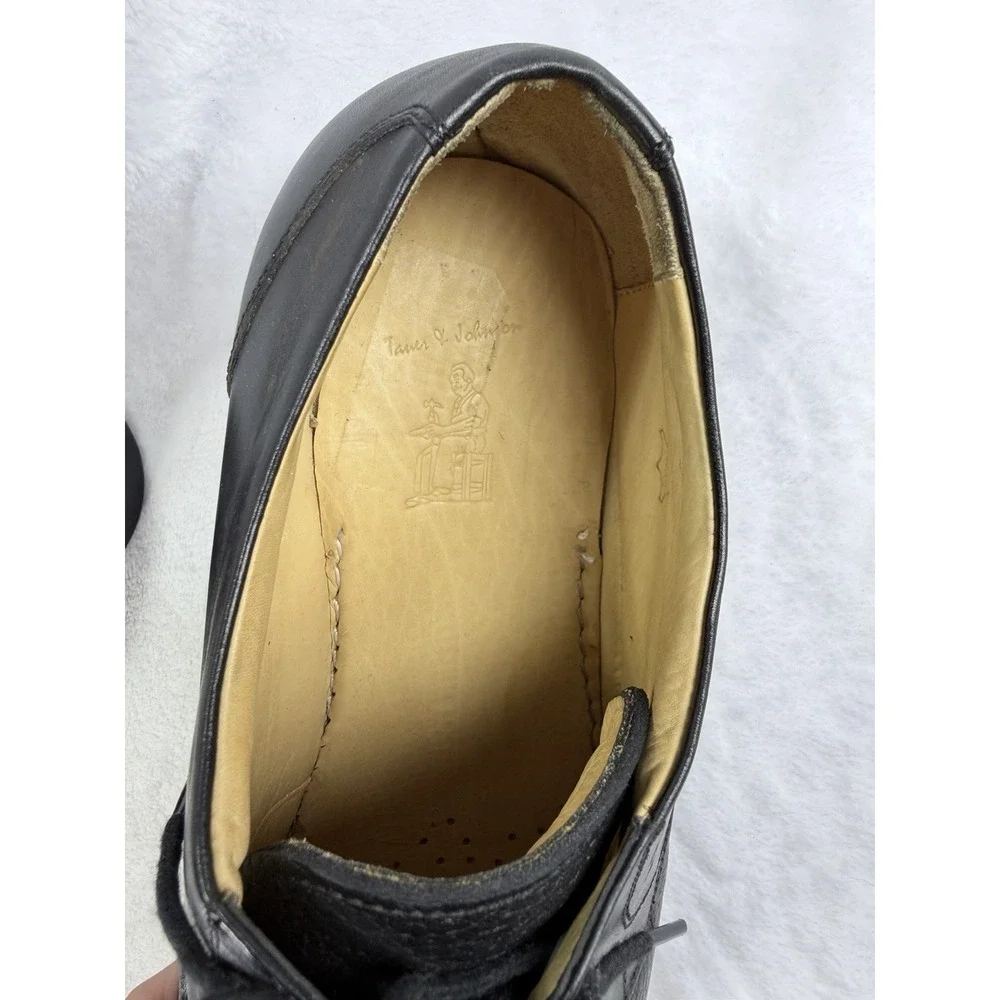 VTG Tauer & Johnson Men's 9 2E Black Leather Cap Toe Oxford Dress Shoes 1990 Mex